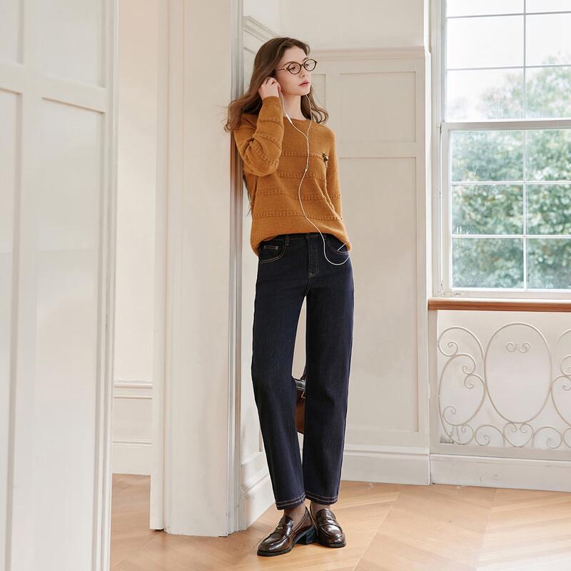 Xiangying Women's Vintage Embroidered Straight-Leg Denim Jeans
