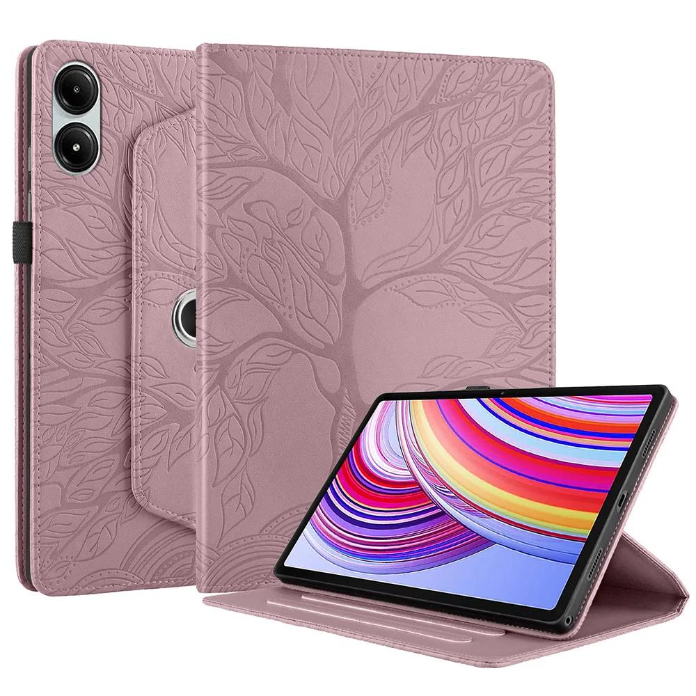 Redmi SE 2025 New Tablet Case for XIAOMI Redmi Pad SE 11 Inch 2025 3D Tree Embossed PU Leather Cover 360° Rotation Bracket Funda
