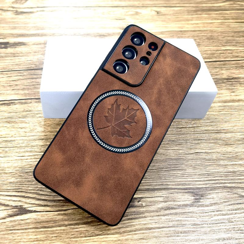 Retro Leather Case For Samsung Galaxy S25 S24 S23 S22 S21 Note 20 Ultra FE S 25 S24FE S25Ultra For Magsafe Wireless Charge Cover