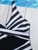 Black And White Printed Cross Gathered Integrated One Piece Bikini Swimsuit Women Fashion Beach Vacation Elegant Wear