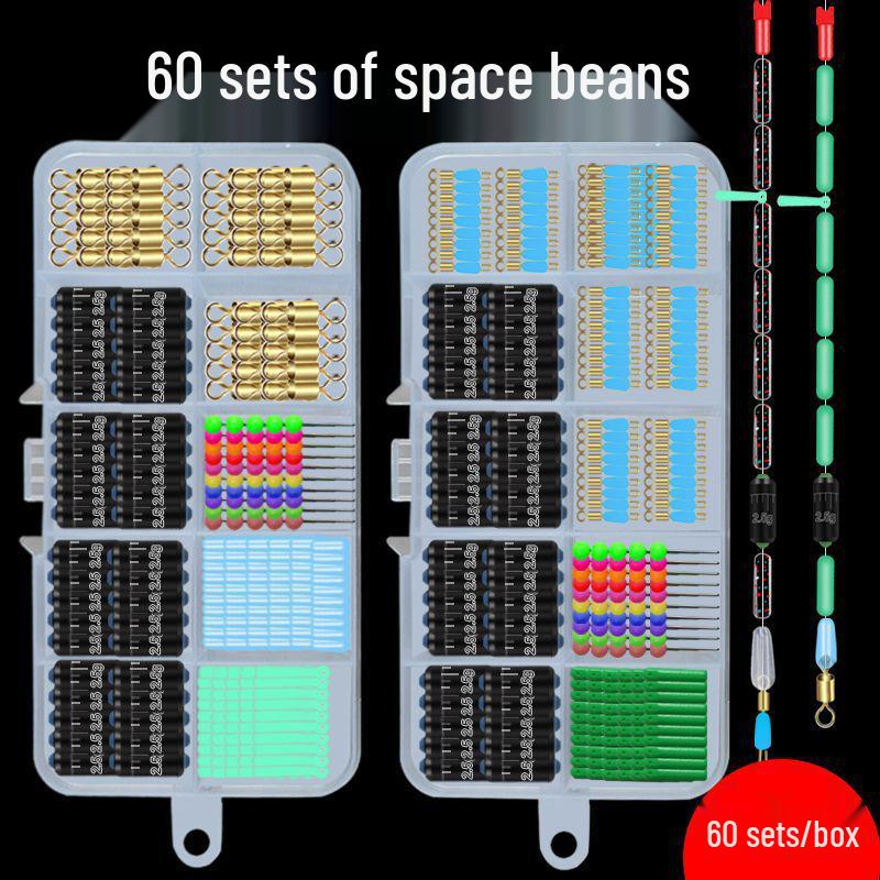 Space Bean Super Tight Silicone Anti-Tangle Fishing Set: 8-Shaped Ring, Scaled Lead Float, Sub-line Clip, Gear Accessories.