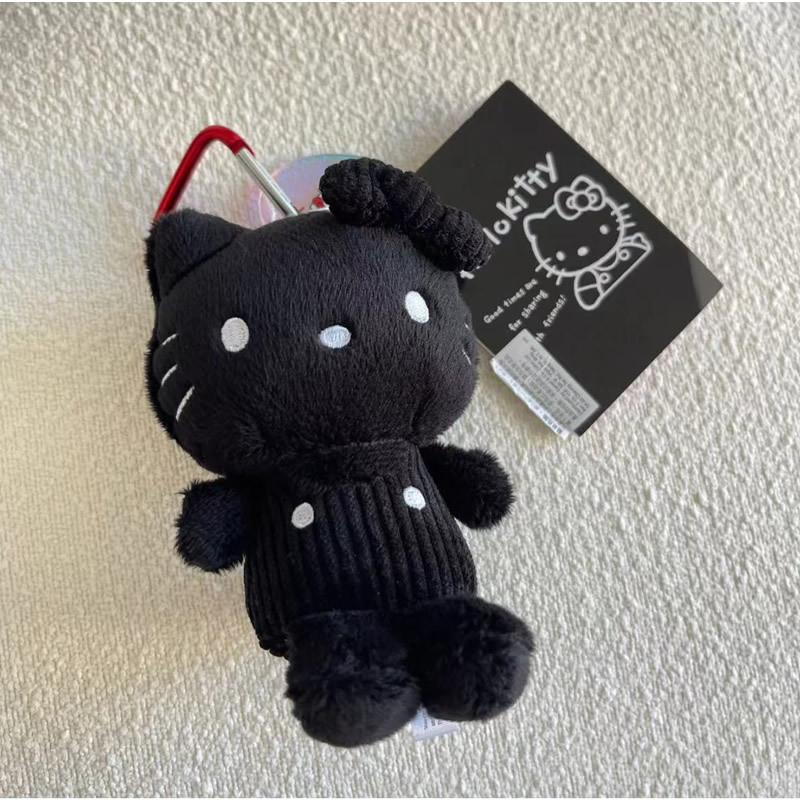 Cute Hello Kitty Plush Doll Keychain Black Color Soft Toy For Kids And Adults