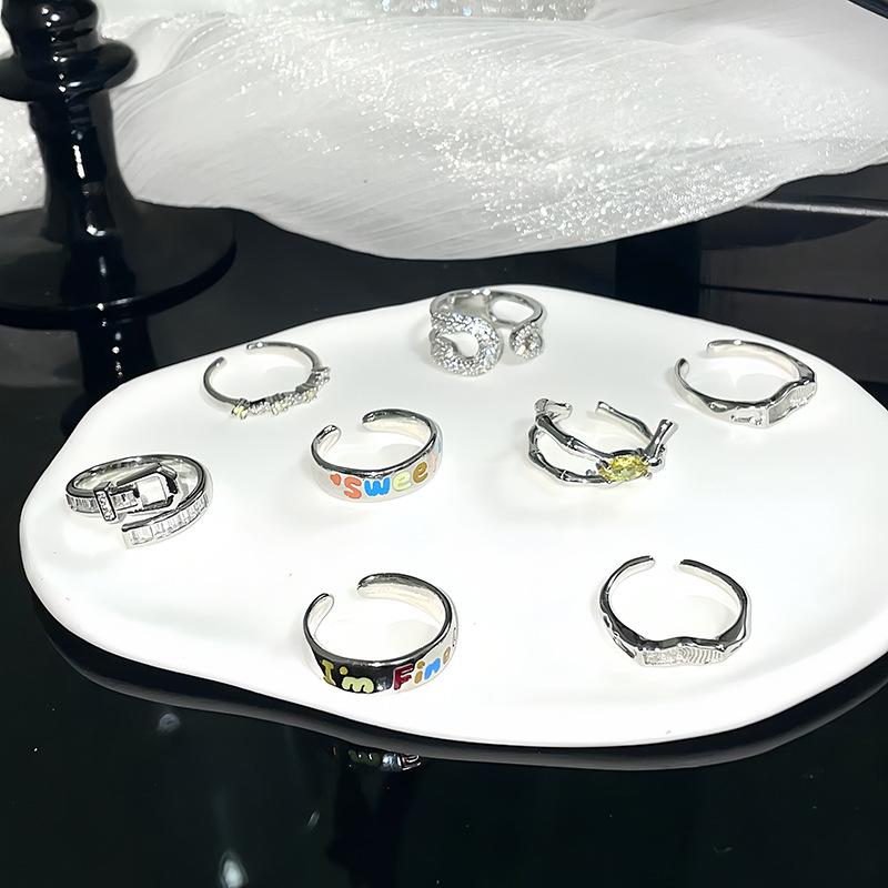 Full Of Diamonds, Zircon Stacking, High-End Combination Series, Open Ring, Niche Design, Luxury Personalized Fashion Ring, Woman