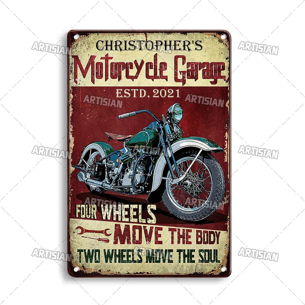 ARTISIAN Rusty Motorcycle Garage Wall Metal Tin Sign Vintage Decorative Plate Man Cave Metal Plaque Club Studio Industrial Decor