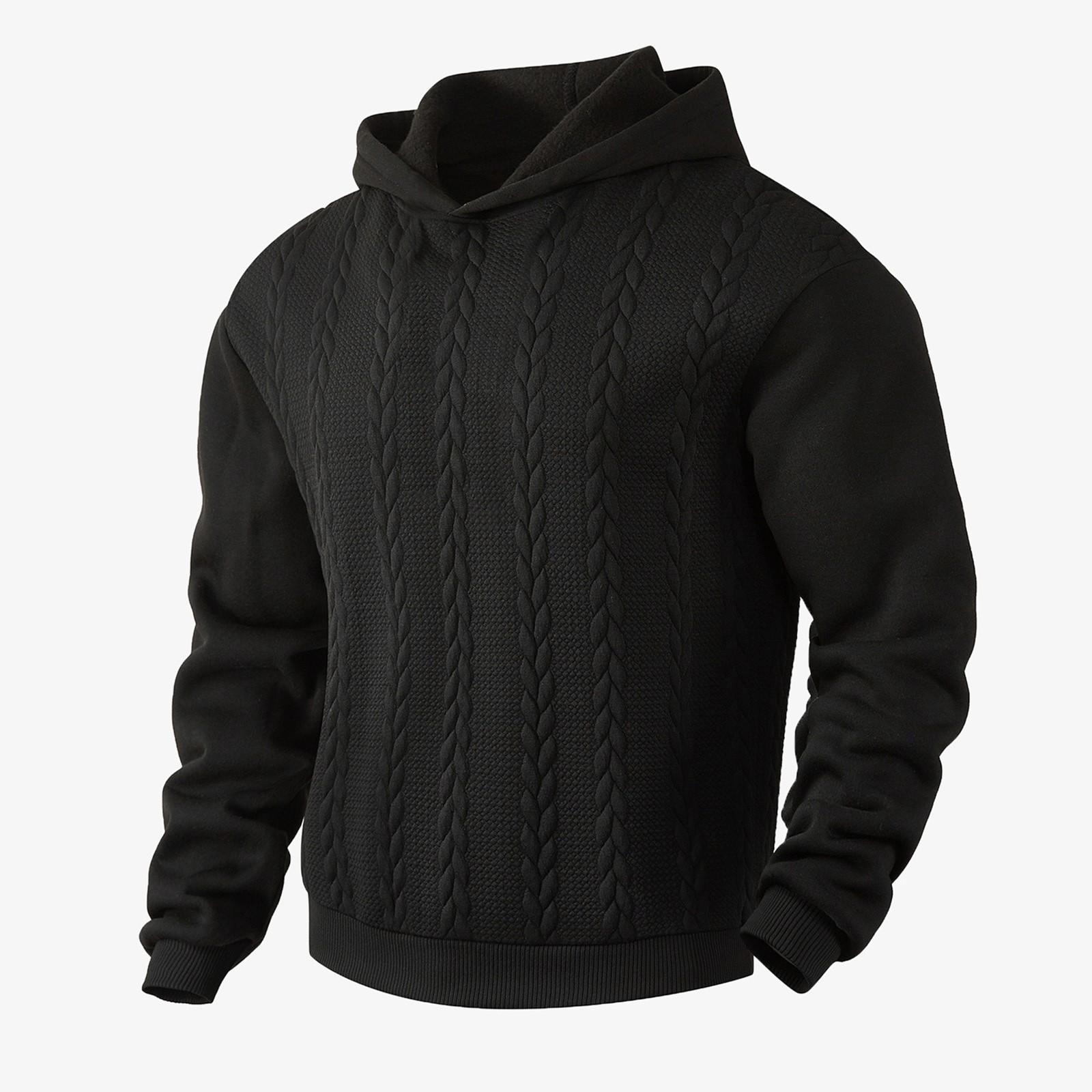 

Men s Hoodie Solid Color Casual Fashion Long Sleeve Pullover Sweatshirt L чёрный