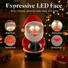 Festive Room Decor LED Lighted Christmas Santa Claus Figurine, Animated Smile Face Winter Home Accents Holding Gift Box Statue for Holiday Tabletop