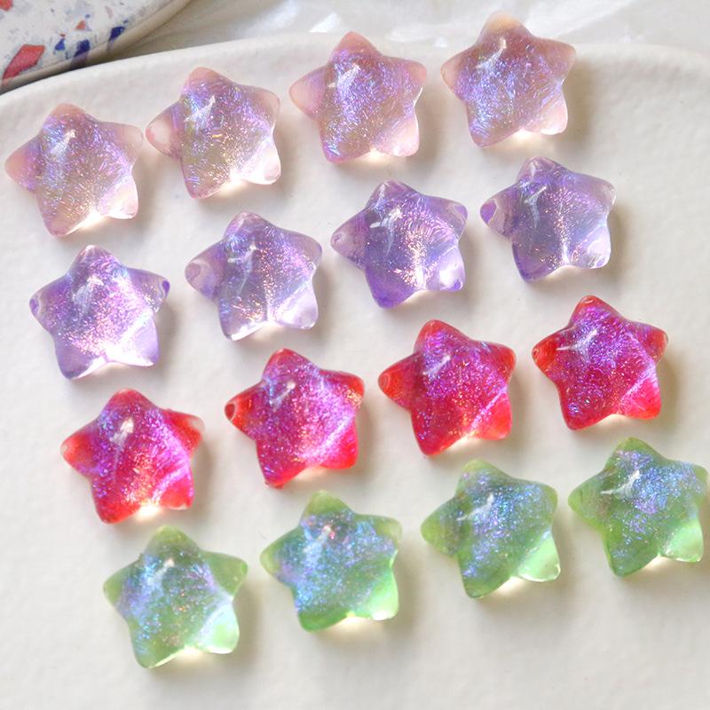 Gradient Color Star Resin Charms Shiny Pentagram DIY for Earrings Hair Clips Phone Case Decor Jewelry Findings