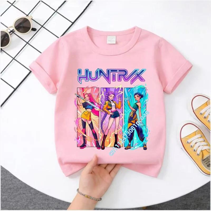 2026 Hot Movie Soft Polyester Baby Girls T Shirt Children's Clothing KPop Demon Hunters Fans Gifts Kids Clothes Fashion Casual Tops