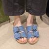 Fashion Summer Fashion Retro Denim Open-Toe Slippers Women All-match Outdoor Slides Sandals Casual Flats Shoes Comfortable Flip Flops