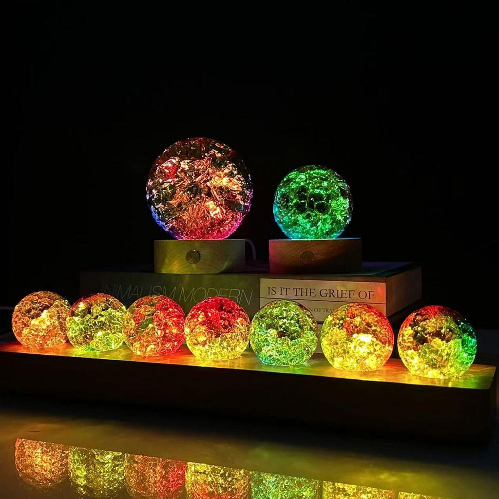 LED Light Crystal Ball Lamp Light Decoration Resin Craft Toy Bonsai Ornaments Bookshelf Collectible Birthday Home Decor Gift