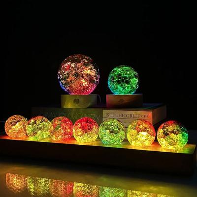 Led Light Crystal Ball Lamp Light Decoration Resin Craft Toy Bonsai Ornaments Bookshelf Collectible Birthday Home Decor Gift
