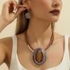 Water Drop Necklace Earrings Set Aluminum Wire Handmade Braided Jewelry Set Resin Gems Lightweight Earring Necklace Combo