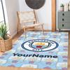 Manchester City Customize Text Area Rug Suitable for Game Room Study room Outdoor Foyer Anti-slip Rug Office home decor Gift for Festivals