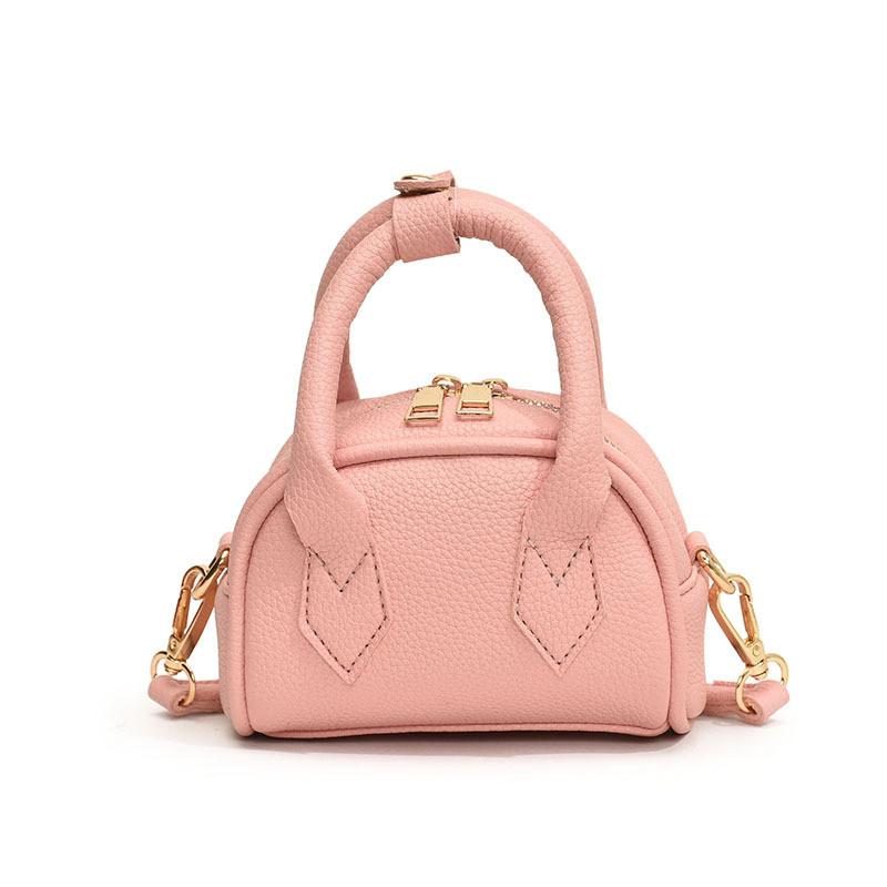 Fashionable Pu Mini Shoulder Bag For Children Elegant Solid Color Handheld Purse