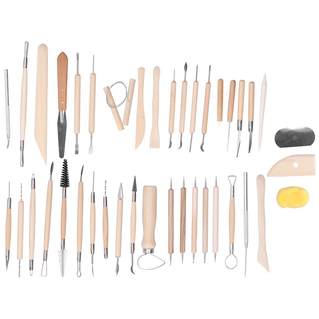 41Pcs Pottery Tools Set Soft Clay Sculpting Carving Trimming Knife Dotting Pens Kit