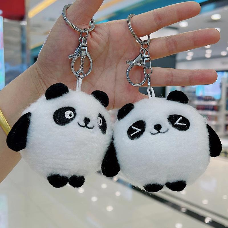 The same cute rag doll panda doll keychain small mini panda doll pendant plush toy
