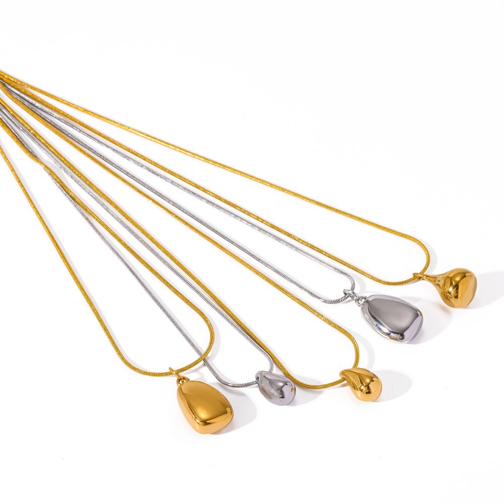 European Water Drop Pendant Necklace - Stainless Steel Clavicle Chain, Fade-Resistant Design
