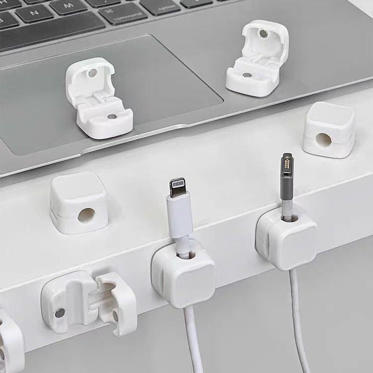 Magnetic Plug & Cable Organizer Set: Desktop Holder, Wall Clips, Car Charging Cable & Traceless Data Holder.