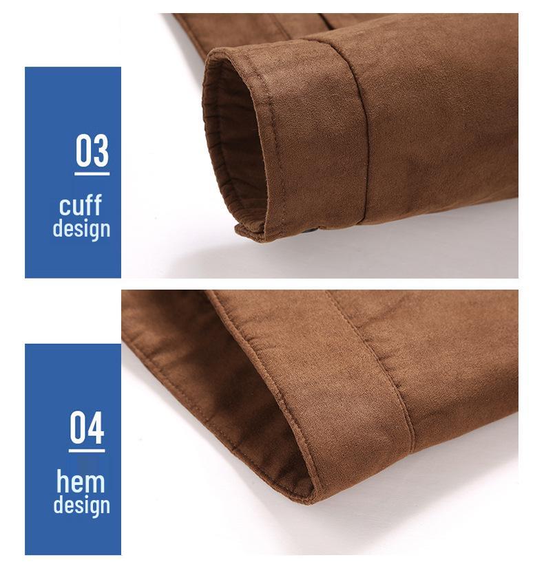 2025 Men's Suede Jacket: Lambswool-Lined Cotton Outerwear, Velvet-Thickened for Winter