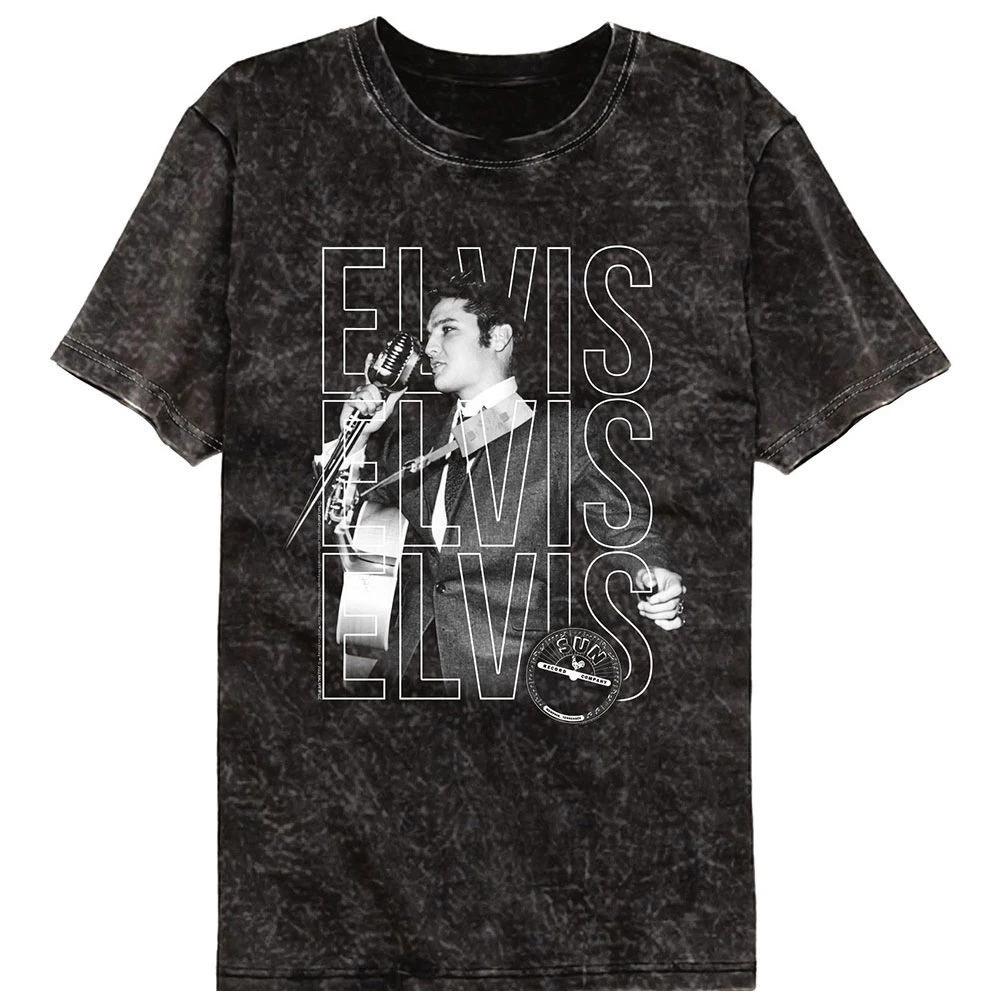 Sun Records Elvis Repeat Officially Licensed Short Sleeve Mineral Wash T-S 100