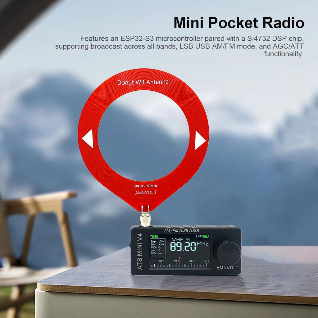 Portable AM FM Radio Receiver 1.9inch IPS Screen LSB USB Transistor Pocket Radios for Walking Hiking Camping