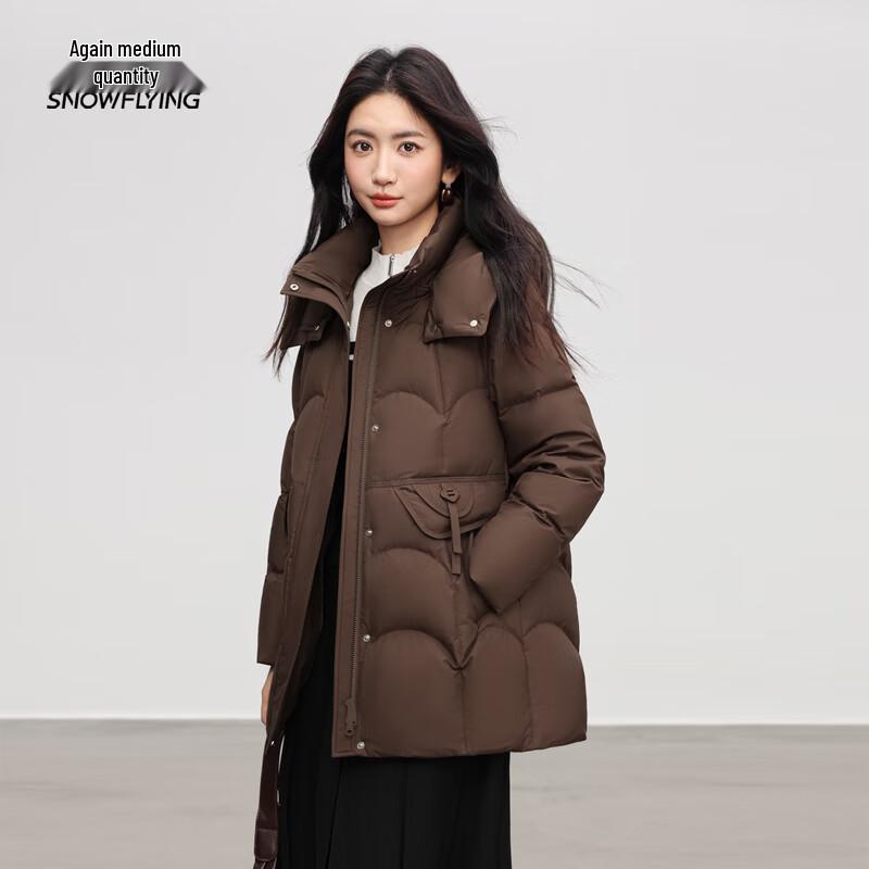 Женский пуховик средней длины с капюшоном Snowflying XL