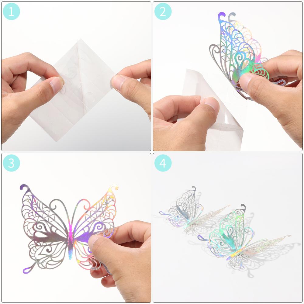 Decor Wedding Favor 3D Fantacy Butterfly Stickers Wall Art Hollow Butterflies Decals Mirage Color