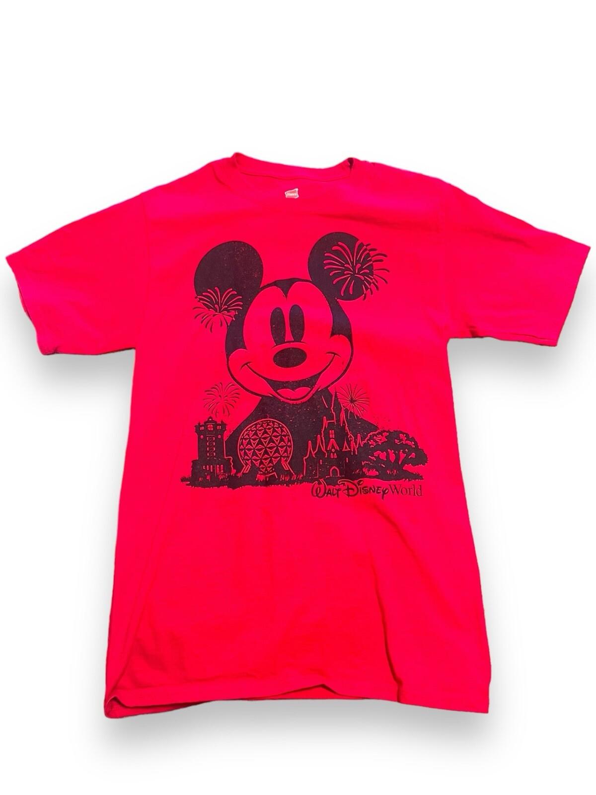 Walt Disney World Mickey Mouse T-Shirt Red Epcot Animal Magic Kingdom Small L