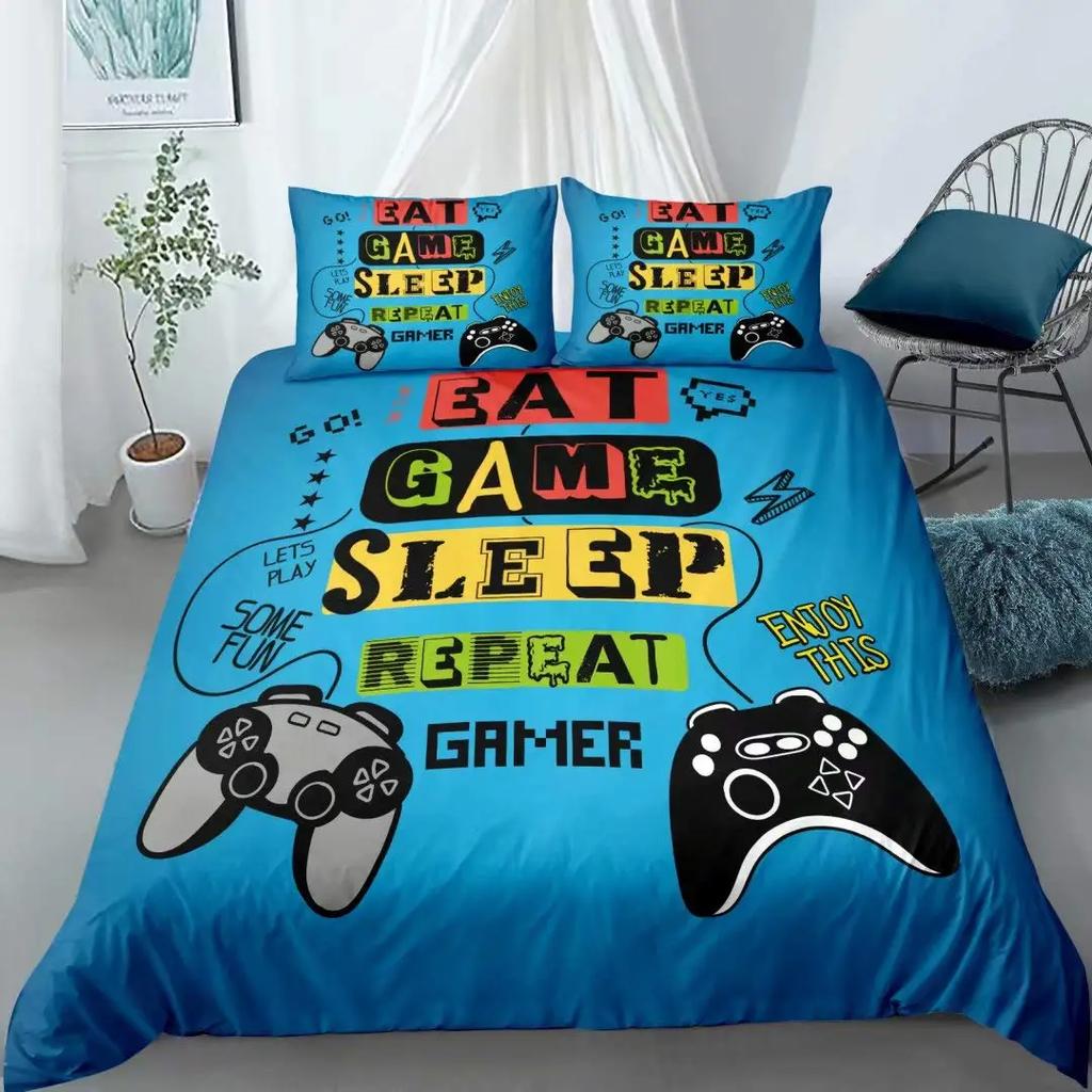 Moderne Technologie-Trends Gamer Bettwäsche-Set für Erwachsene Kinder Gamepad Steppdecke/ Bettbezug Hippie Nordisch Polyester Steppdeckenbezug