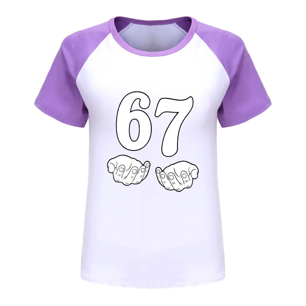 5391 Kids Steal a Brainrot 67 Print Raglan Casual T-Shirt