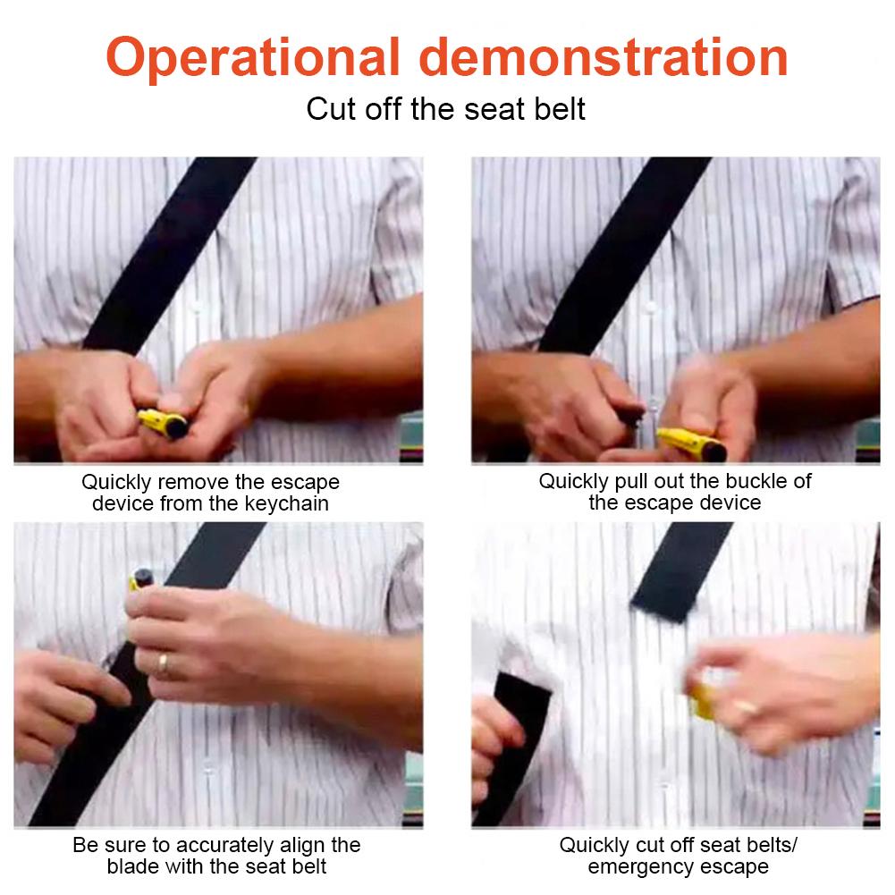 8-teiliges Autofenster-Zertrümmerer-Werkzeug, Schlüsselanhänger, Glasbrecher und Sicherheitsgurtschneider sowie Überlebenspfeife, Notfall-Schlüsselanhänger, Auto-Fluchtwerkzeug