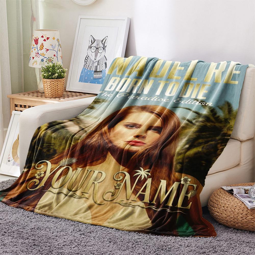 1PC Lana Del Rey Fan Art Custom Name Patterned Flannel Blanket Suitable For All Seasons For Home Decor Warmth And Comfort Gifts Holiday Present