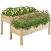 47x41x30in Wooden Raised Garden Bed for Herb with 2 Tiers Elevated Planter Outdoor Garden Box with Legs and Drainage Holes In N