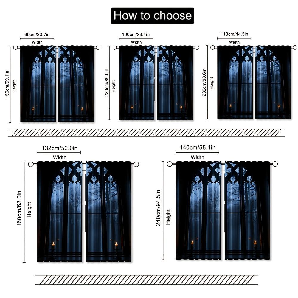Set Of 2 Gothic Style Curtains Horror Themed House Featuring Design Suitable Bedroom Living Room Made Polyester Area Window Treatment
