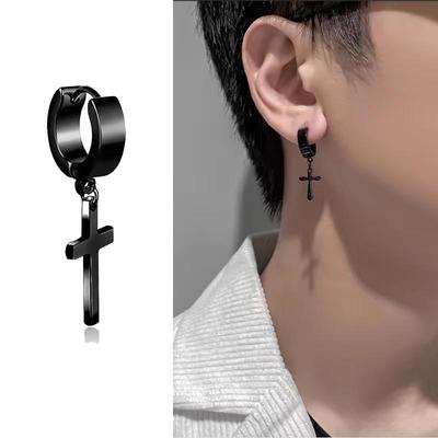 Trendy Stainless Steel Water Droplet Earrings, Male Earrings, Cross Earrings, Earrings for Men and Women