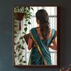 Modern Indian Wall Art Poster Reading Book South Asian Woman Art Prints Brown Girl Art South Indian Art Canvas Painting