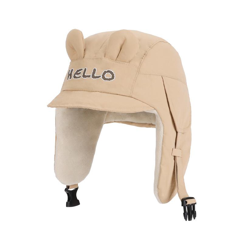 Cute Childrens Capybara Knit Hat For Winter With Ear Protection And Stylish Design хаки