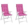 VidaXL Garden Chair Cushions High Back Set of 2 Pink Fabric 361268