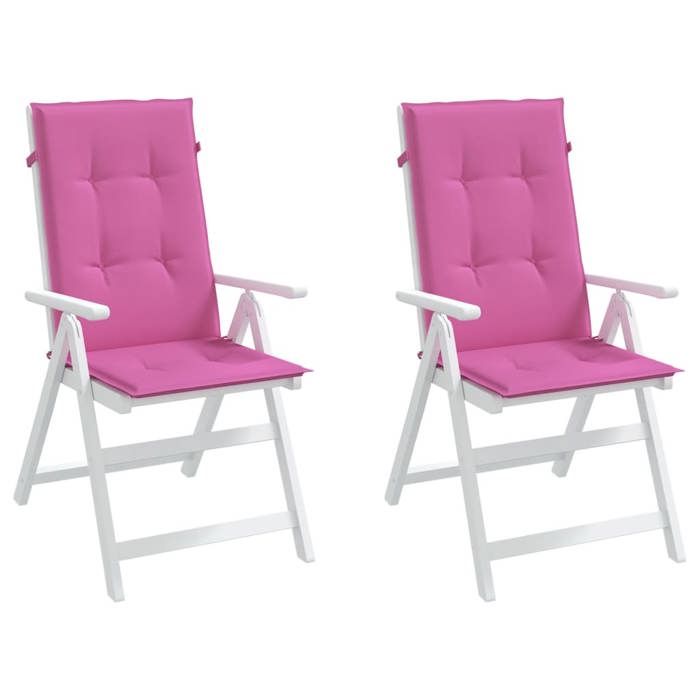 VidaXL Coussins de chaise de jardin à dossier haut lot de 2 rose tissu 361268