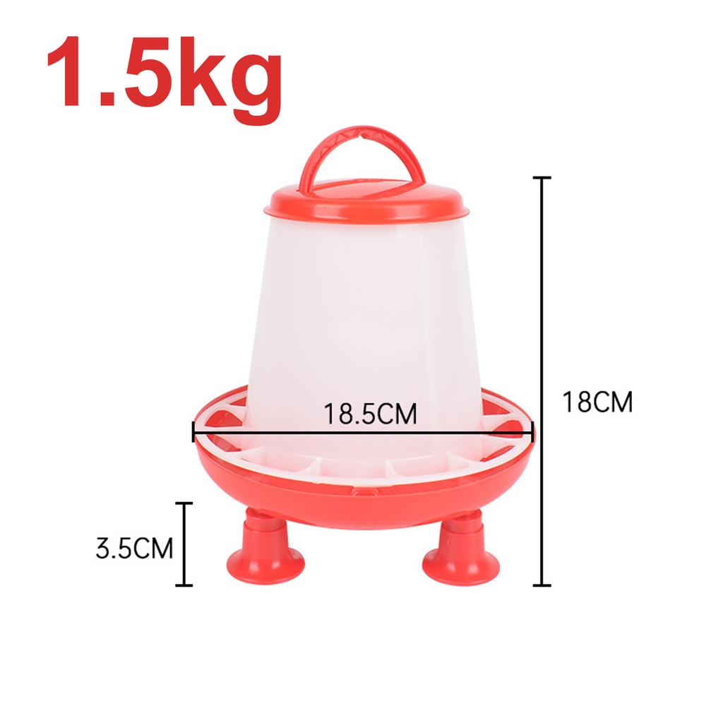Red 1.5kg/3L Chicken Duck Feeder Bucket With Leg Poultry Food Fountain Chicken Chick Hen Lid Handle Feed Watering Supplies 1Pc