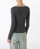 MUSINSA STANDARD WOMAN Women'S Slim Square Neck Long Sleeve T-Shirt [Dark Gray]
