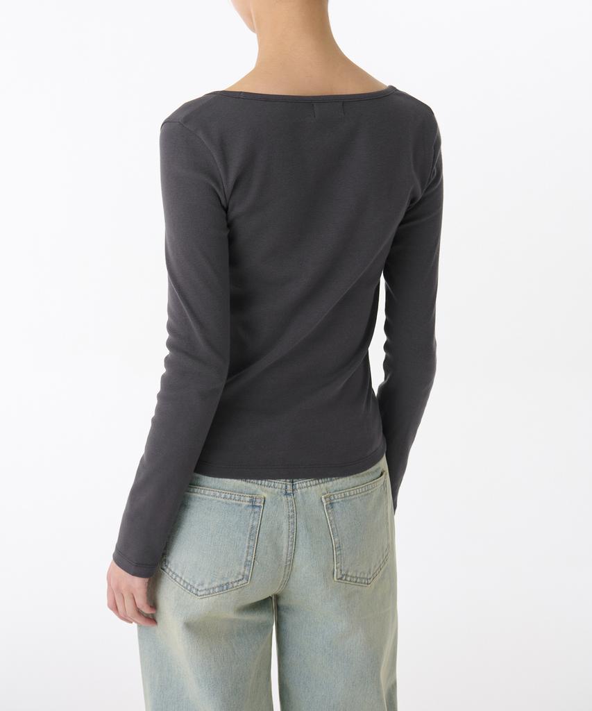 MUSINSA STANDARD WOMAN Women'S Slim Square Neck Long Sleeve T-Shirt [Dark Gray]