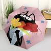 1pc Flower Cat Automatic Folding Umbrella Portable Collapsible 8-Rib Umbrella for All Seasons, Casual Outdoor Accessory, B36