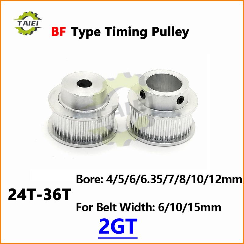 2GT 24-36 Teeth Timing Pulley Bore 4/5/6/6.35/7/8/10/12mm GT2 Synchronous Wheel For Belt Width 6-15mm 3D Printer Part G2M Sheave For belt Width 6mm