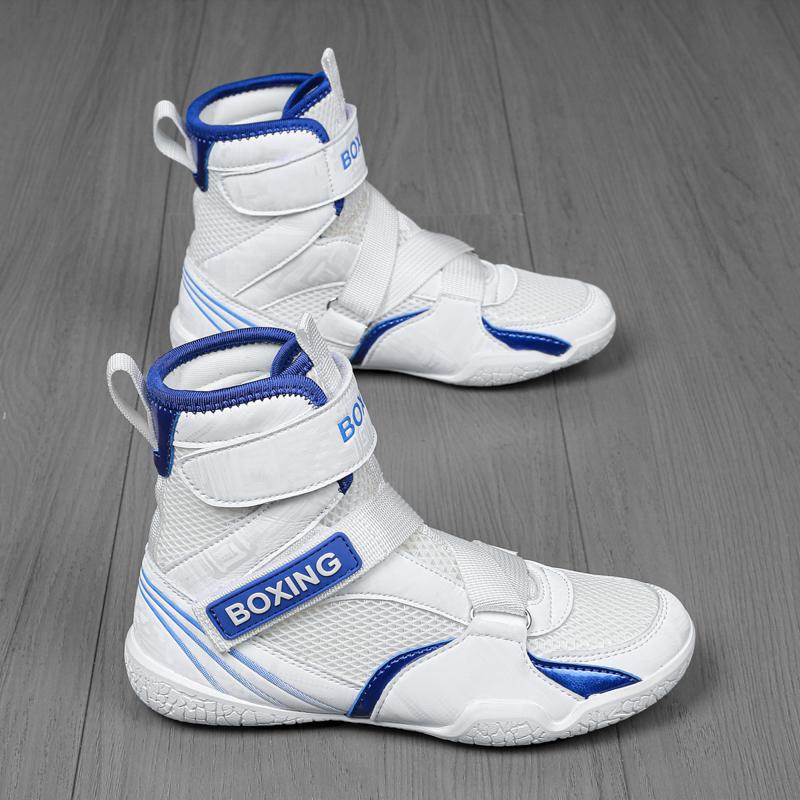 Kids Boxing Shoes Lightweight Training Sneakers White Black Outdoor Wrestling Ankle Boots for Boys Girls Breathable Sports Footwear