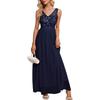   European and American plus size evening dress, deep V sequined A-shaped long mesh yarn annual bridesmaid dance evening dress