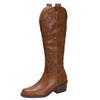 Autumn and winter new side zipper boots retro square head V-mouth embroidered thick heel western fashion high boots
