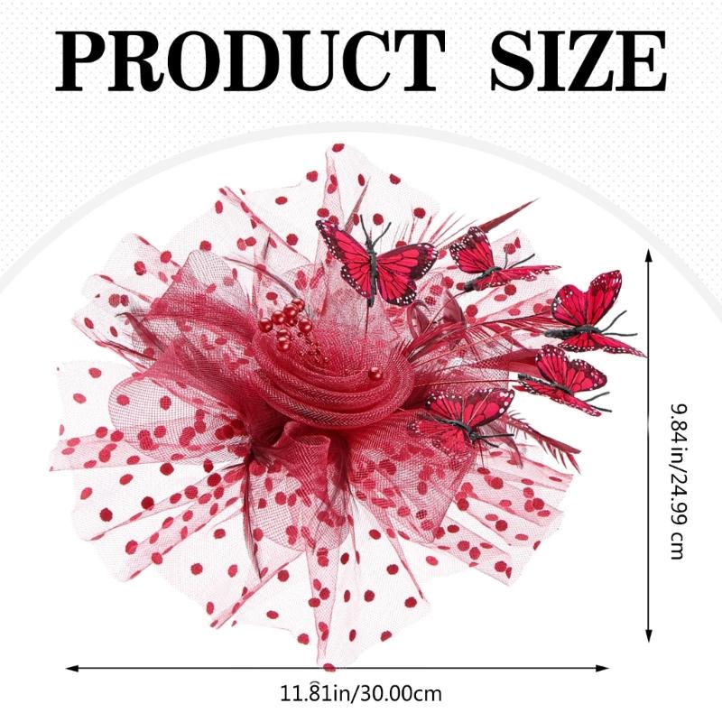 Bridal Fascinator with Faux Pearls Butterfly Headbands Hair Accessory For Weddings Adjustable Hair Clip Hair Decoration