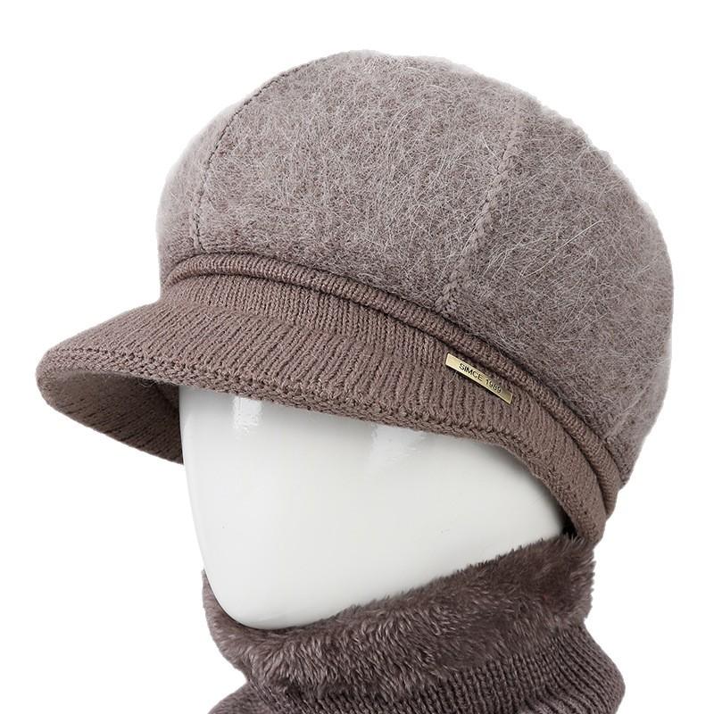 Ladies Winter Rabbit Fur Hat Warm Thickened Knitted Mother Wool Hat Cold Versatile Old Man Hat