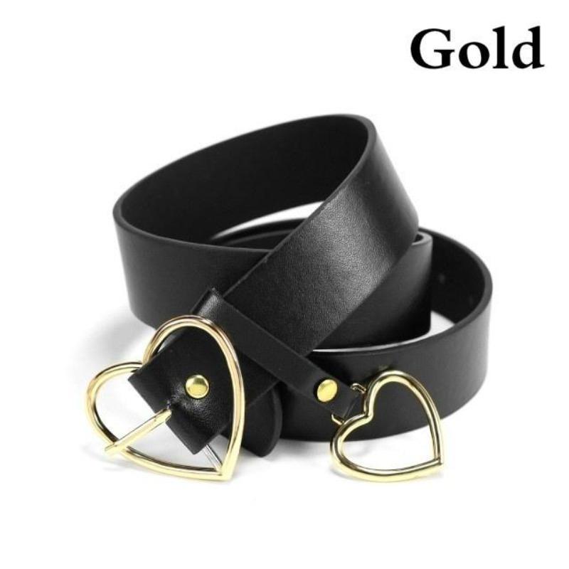 New Heart Buckle Leather Belt Adjustable Punk Fashion Waist Belts